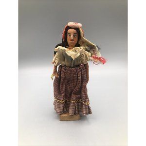 Vintage San Salvador South American Folk Art Handmade Doll Marked 1941